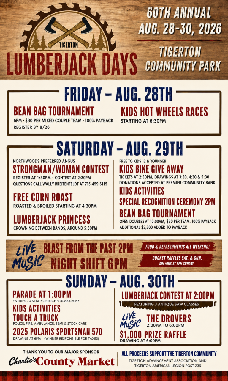 Tigerton Lumberjack Days 2026